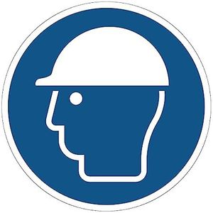 Sticker Obligation Mandatory NF ISO7010, zelfklevend, rond, gelamineerd, gelamineerd, waterdicht en UV-bestendig, veiligheidshelm, diameter 40 cm