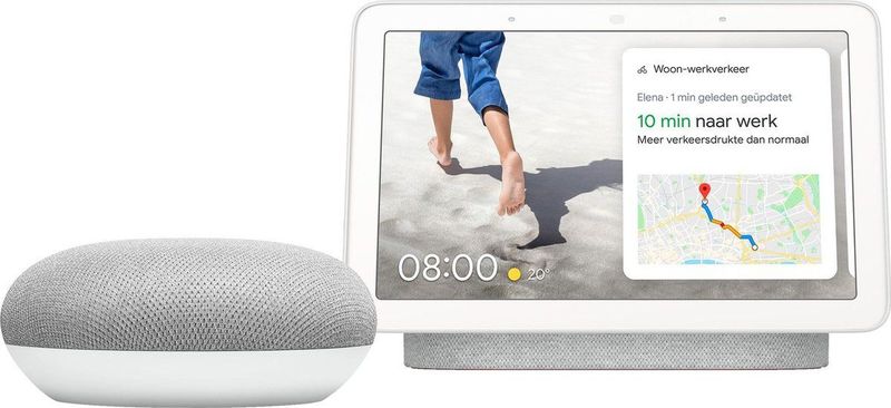 Google Nest Hub + Google Nest Mini / Nederlandstalig - Grijs