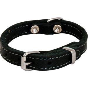 Jack and Vanilla - Hondenhalsband van vet leer - robuust, duurzaam, gemakkelijk te onderhouden, zacht en aangenaam gevoel - moderne look - kleur zwart, afmetingen 25 mm x 55 cm