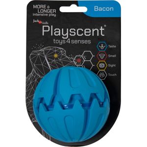 Jack And Vanilla hondenspeelgoed - Lengte 8cm - Honden speelgoed - Hondenbal - Puppyspeelgoed - Bal hond - Hondenspeelgoed - Playscent Bal - Bacon - Blauw