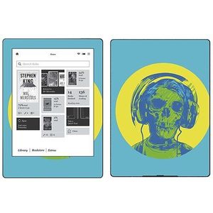 Royal Sticker RS.116804 Autocollant pour Kobo Aura H2O Motif Skull With Headphones