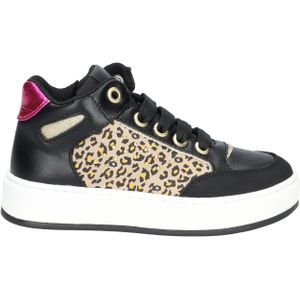 Cypres - Yanoe - Veterboot - Zwart - Met Leopard Print en Goudkleurige Studs
