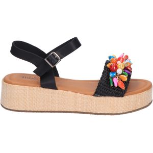 Lisa & Jo - Willeniek - Sandalen - Zwart - Platform - Verstelbaar Enkelbandje