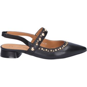 Di Lauro - Adara Slingback - Zwart - Dames Schoen - Leer met Goudkleurige Studs