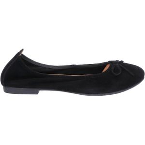 Haniya - Ballerina - Zwart - Suede - Met Sierlijk Strikje