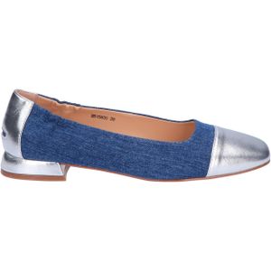 Di Lauro - Aisha - Ballerina - Denim - Metallic Zilveren Neus en Hielstuk