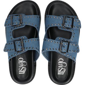 Lisa & Jo - Warisha - Muiltjes - Blauw - Denim met Studs