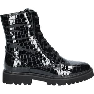 Rapid Soul - Verine - Veterboot - Zwart - Lakleer met Crocoprint