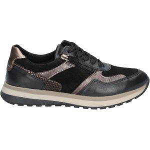 Cypres - Soft Yael - Veterschoen - Zwart - Metallic Leer en Nubuck
