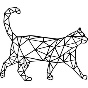 Wandelende kat - Wall Art by Cutting Edge Design. Tags: Figuur Muurdecoratie Living Keuken Woonkamer Hout Zwart Wand Kader Interieur Bureau Art Abstract Animal Dier Kat Poes Cadeau Polygon Pinterest Lente Verjaardag Geschenk Decoratie Wand Wood Laser