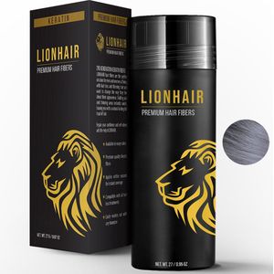 LIONHAIR Haarpoeder Premium Keratine Haarvezels - Verbergt Haaruitval In Seconden - Volume Poeder Voor Mannen & Vrouwen - 27gr - GRIJS