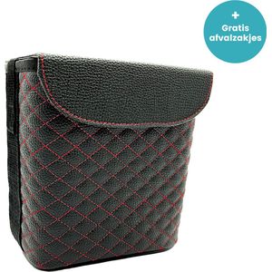 Dhoent Products® Luxueuze Auto Prullenbak - Afvalbak - Autostoel Organizer - Auto Accessories Interieur - Bureau Organizer - Waterdicht - 30 Gratis Afvalzakken - Extra Opbergzak - 2,30 Liter - Zwart