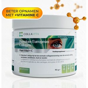 Collavita - Collageenpoeder - 100% Natuurlijk - Met Vitamine C - Versterkt Huid Haar Nagels