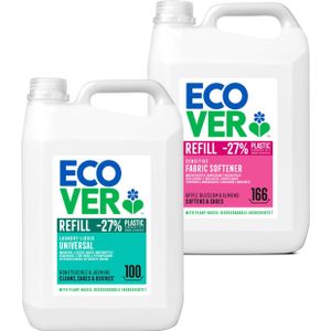 Ecover Wasmiddel Universeel + Wasverzachter Voordeelpak 2 x 5L Krachtig Ecologisch