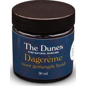 The Dunes pure natural skincare Dagcrème gemengde huid met zuivere etherische oliën van lavendel, wierook en patchouli met natuurlijke alpha-bisabolol als anti-acné ingrediënt en extra vitamine E om huidveroudering tegen te gaan.