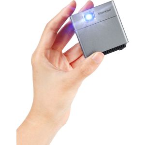 Stenberi Smart Touch Mini Beamer - Full HD - 1080p - Android - Apple - Airplay - Screen Mirroring - WiFi - USB - HDMI - 5.0 Bluetooth - Ingebouwde Speakers - Afstandsbediening - Driepoot Statief - Klein - Licht - Grijs
