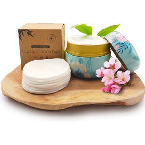 Herbruikbare wattenschijfjes - Dagelijkse huidverzorging - Herbruikbaar - Groen alternatief - Met waszakje en opbergdoosje
