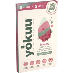 YOKUU Probiotische Wasstrips - 64 Wasbeurten - Zomerbloemen Geur - Ecologisch Wasmiddel - Ultra Geconcentreerd en Voorgedoseerd - Wasproduct Zonder Water - Ideaal voor op Reis