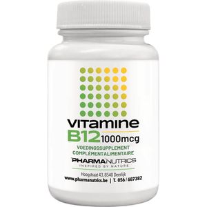 VITAMINE B12 1000 60 Tabl Pharmanutrics - Zenuwstelsel - Vegetariërs - Methylcobalamine - Natuurlijke Vitamine B12 - Voedingssupplement