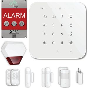 Inga® alarmsysteem T Pro| Draadloos Smart Home Beveiligingssysteem | Buitensirene | Wifi & GSM | Batterij |App Push & SMS |uitbreidbaar | deur- en raamsensor | bewegingsmelder | afstandsbedieningen | RFID-sleutels |luide sirene