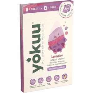 YOKUU Probiotische Wasstrips - 64 Wasbeurten - Kersenbloesem Geur - Ecologisch Wasmiddel - Ultra Geconcentreerd en Voorgedoseerd - Wasproduct Zonder Water - Ideaal voor op Reis
