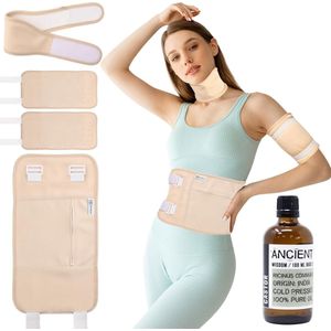 NovaBeau Castor Olie Pack met 100 ml Olie voor Buik, Nek, Benen en Armen – Organisch Katoenen Castor Oil Wrap voor Lever Detox en Reiniging – Hulp bij Constipatie en Gewrichtspijn – Herbruikbaar – Huidskleur – Incl. 100 ml Castor olie