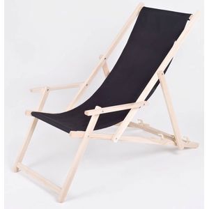 Strandstoel-Tuin stoel-Hout-Hoogte regulatie-inclusif armleuning-Zwart