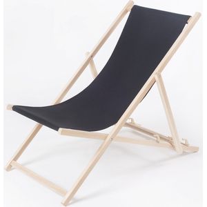 Strandstoel-Tuin stoel-Hout-Hoogte regulatie-Zwart
