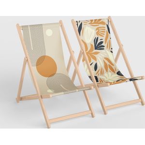 3Motion - Strandstoel set - boho - bohemian - inklapbaar - hoogwaardig - ligstoel - houten stoel - strand - stevig - opvouwbaar - 3 standen