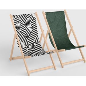 3Motion - Strandstoel set - grafische print - bold print - inklapbaar - hoogwaardig - ligstoel - houten stoel - strand - stevig - opvouwbaar - 3 standen