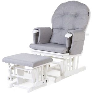 Childhome Gliding Chair Schommelstoel Met Voetenbank Canvas Grey