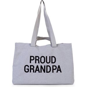 CHILDHOME, Tote bag, Canvas tas, Grote inhoud, 100% nylon, Broderie, Proud Grandma Bag, Canvas grijs