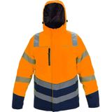 Hydrowear Winterparka Brussel Fluor Oranje/Marine maat S