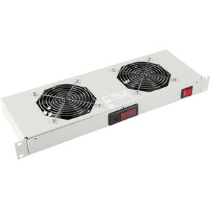 Lanview - 2 Ventilatoren - Digitale Thermostaat - Wit - Accessoires voor Serverkasten