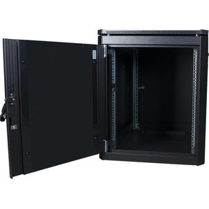 Logon - 19"" Cabinet 16U - Zwart - Staal - Veiligheidsglas Deur