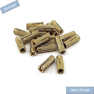 UFAST messing plug - M6 x 24 mm - Spreidplug - 50 stuks