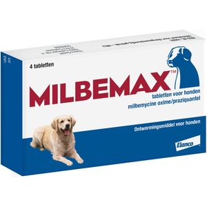 Milbemax Tabletten Hond Groot 4 Tabl. 5-75kg - Ontwormingsmiddel voor Honden