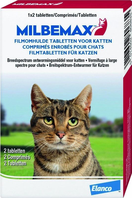 Milbemax - Wormenkuur - 2 x 2 Stuks - Voor Katten - Vleesaroma