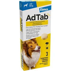 Adtab Anti Vlo en Teek Kauwtabletten Hond >22-45kg 3 tabletten