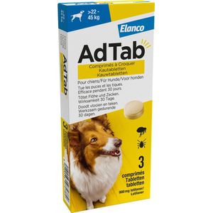AdTab Anti Vlo en Teek Kauwtabletten Hond >22-45kg 3 tabletten