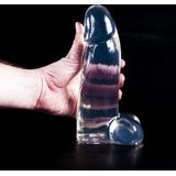 Dark Crystal Dildo met Balzak 21 x 6 cm - transparant