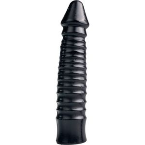 All Black Zwarte grote dildo met geribbelde schacht 26 x 5 cm