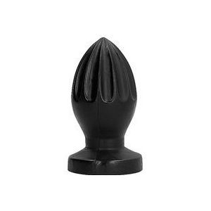 All Black Buttplug met Groeven 12 x 5 cm - zwart