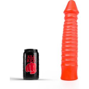 All Red Geribbelde Dildo 26 x 5 cm - rood