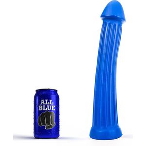 All Blue XXL Dildo met ribbels 31 x 5.5 cm - blauw