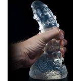 Dark Crystal Dildo met Noppen TONGUE BITER 22 x 5 cm - transparant