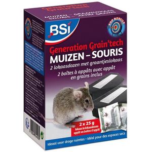 BSI - Generation Grain'Tech: Graantjeslokaas tegen muizen - Muizengif - Raffenvergif - 2 lokaasdozen met 25 g lokmiddel