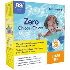 BSI - PoolSan CS Complete Start Set voor het Zwembad - PoolSan 250 ml + 50 Test Strips + Oxy Pool & Spa 1 kg + pH Up 1 l + pH Down 1 l - Spa - Behandeling van zwembaden en spa's zonder chloor - 250 ml