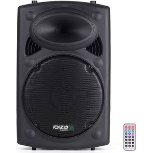 Ibiza - SLK8A-BT - PLUG & PLAY actieve luidspreker van 20 cm, 300 W met ingebouwde versterker - Bluetooth, USB, SD en AUX - Zwart