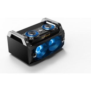 Ibiza - SPLBOX120-120W all-in-1 draagbaar geluidssysteem met LED's op de luidsprekers - Bluetooth, USB, SD, FM en LINE-IN - Zwart